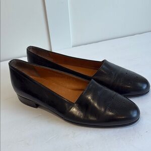 Ralph Lauren Polo Black Leather Perforated Toe Tuxedo Loafer